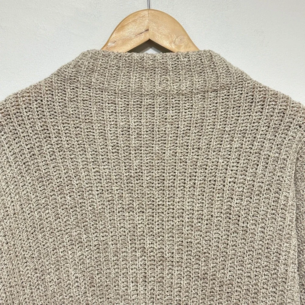 Eileen Fisher Open Knit Sweater Womens XL 100% Organic Cotton Mock Neck Neutral - Picture 6 of 7